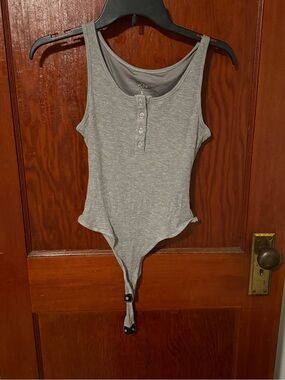 Klassy Network Gray Ribbed Snap-Front Bodysuit
